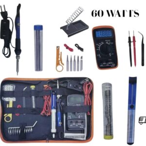 Kit completo con multímetro digital de alta precisión y cautín de 60W ideal para electrónica, reparaciones y proyectos DIY. Compra online al mejor precio.